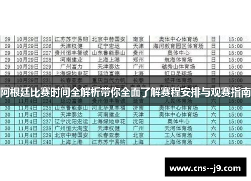 阿根廷比赛时间全解析带你全面了解赛程安排与观赛指南 阿根廷比赛时间全解析带你全面了解赛程安排与观赛指南